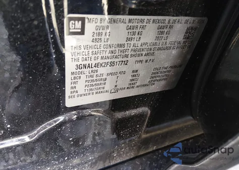 2015 Chevrolet Captiva Sport Ltz from USA, damaged, VIN 3GNAL4EK2FS517712